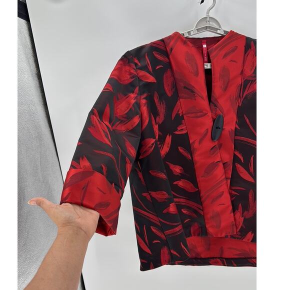 IC Collection Red 1-Button High Collar Jacket 3 quart sleeves size 2XL - Picture 8 of 8